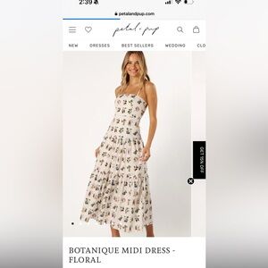 Drop waist white floral midi dress size size small